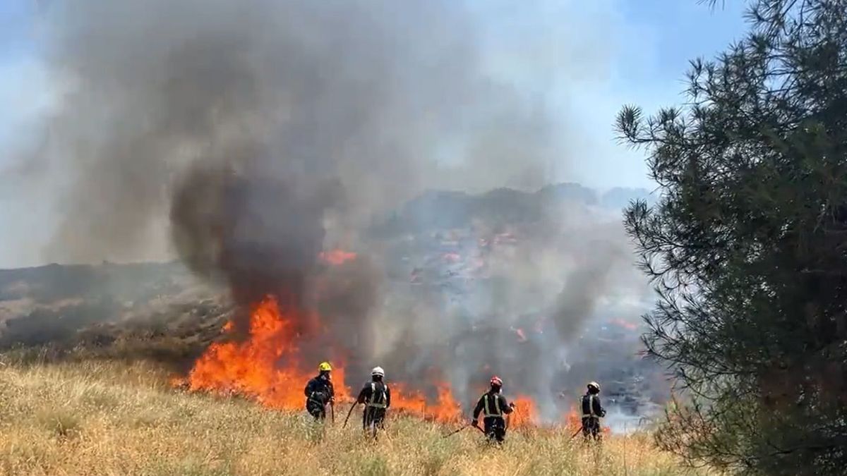 Bomberos trabajan en el incendio de Aranjuez.