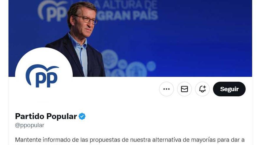 Imagen de la cuenta de Twitter del PP con el nuevo logo