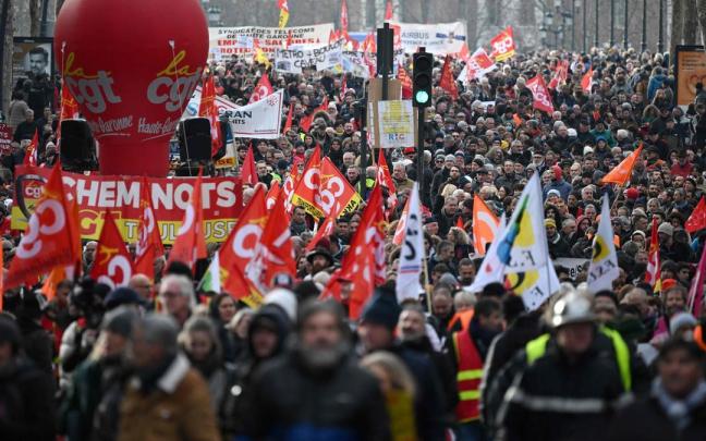 Imagen de una de las movilizaciones que est&aacute; teniendo lugar en Francia contra la reforma de las pensiones.
