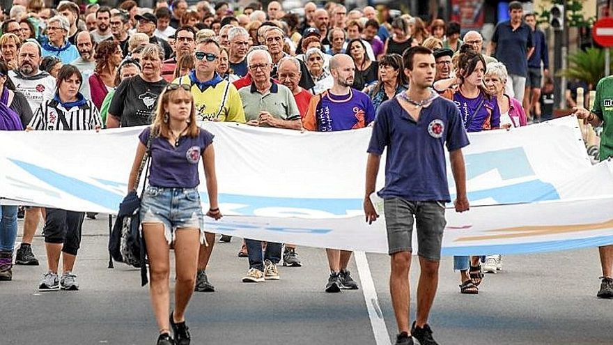 La manifestación que recorrió el centro de Bilbao. |