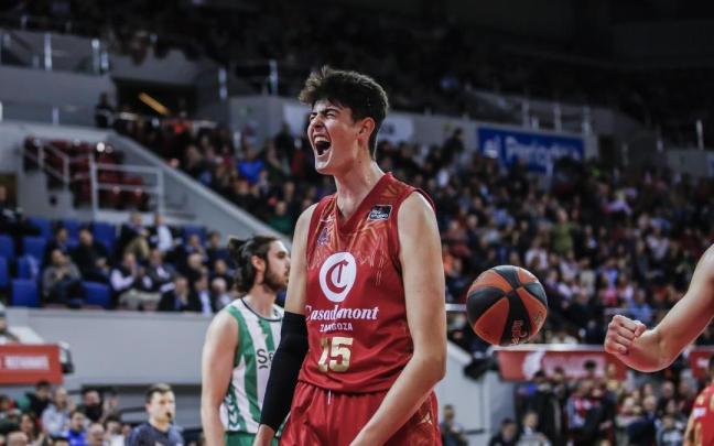 Aday Mara celebra una canasta la semana pasada contra el Betis