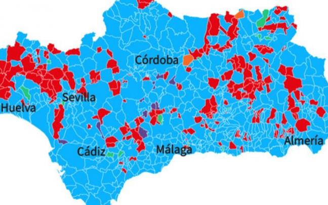 Mapa de los resultados de las elecciones en Andaluc&iacute;a