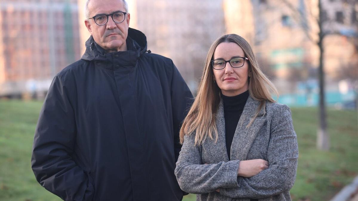 Mikel Berraondo y Adriana Ciriza, en Pamplona, tras su regreso desde Perú.