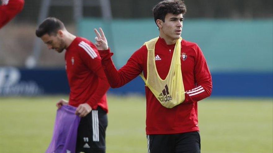 Manu Sánchez, en un entrenamiento en Tajonar.