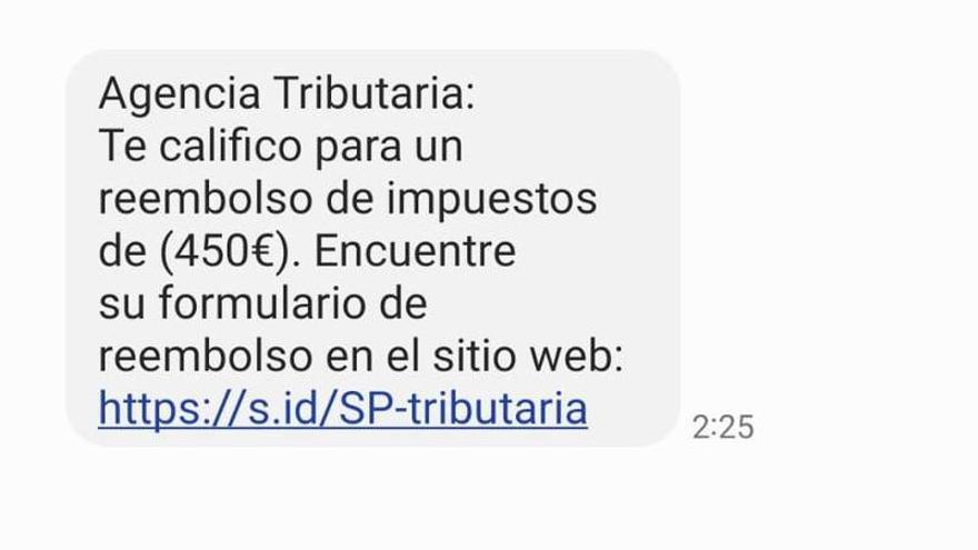 Mensaje falso recibido en un teléfono móvil en Vitoria