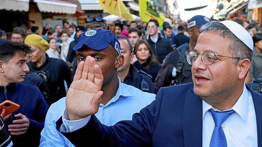 El ministro israelí Itamar Ben Gvir, en una visita a un mercado de Jerusalén.