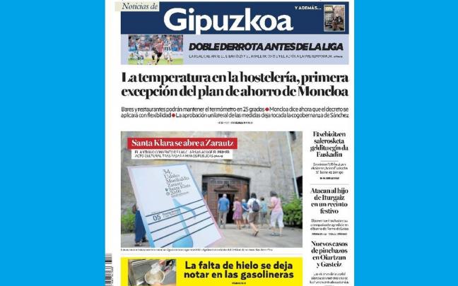 Portada de NOTICIAS DE GIPUZKOA de este sábado,6 de agosto Portada de NOTICIAS DE GIPUZKOA de este sábado,6 de agosto