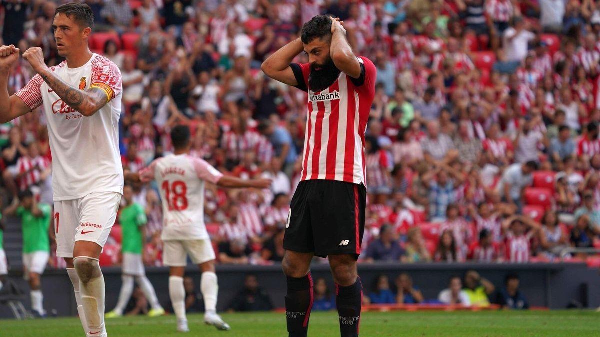 Asier Villalibre se lamenta de una ocasión ante el Mallorca (0-0), en la primera jornada de LaLiga.