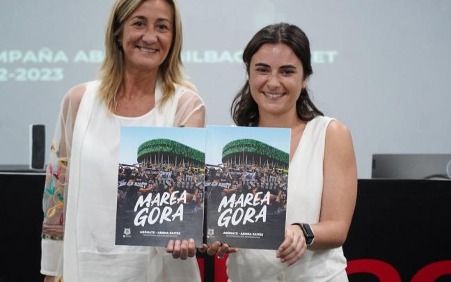 La presidenta Isabel Iturbe y Olatz Sarasola presentaron la campa&ntilde;a de abonos. Foto: