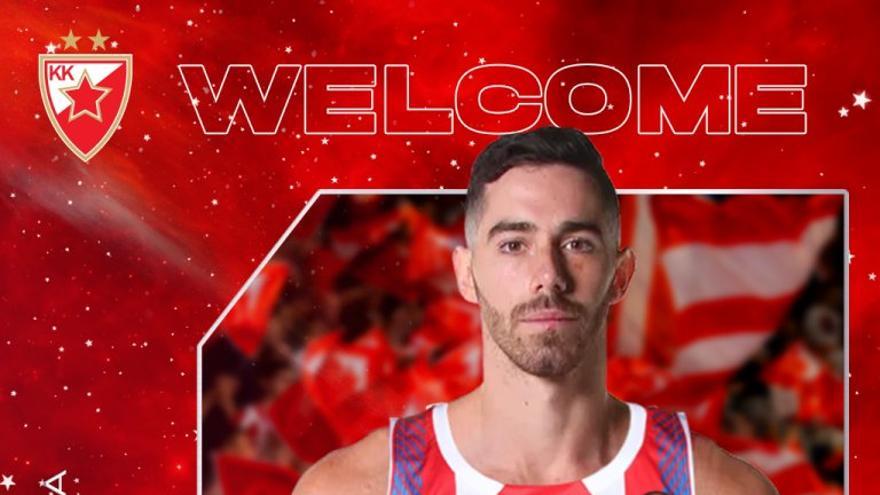 Luca Vildoza posa con la camiseta del Estrella Roja, club que ya ha anunciado su fichaje