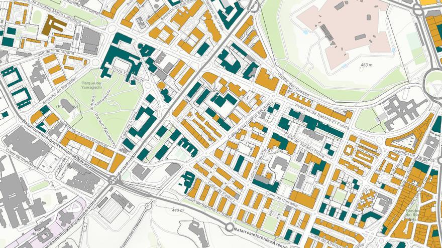 Viviendas en Pamplona que muestra el visor basado en tecnología GIS.