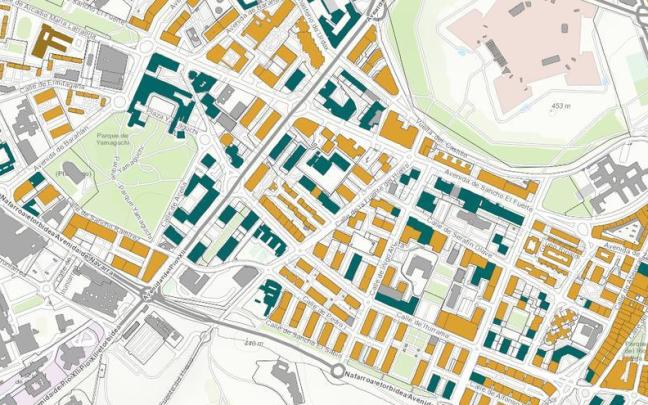 Viviendas en Pamplona que muestra el visor basado en tecnología GIS.