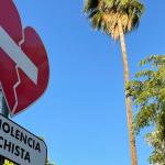 Una señal en protesta contra la violencia machista. Una señal en protesta contra la violencia machista.
