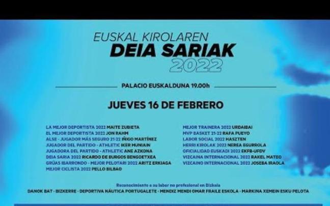 Gala de los premios Deia Kirol Sariak 2022 Gala de los premios Deia Kirol Sariak 2022