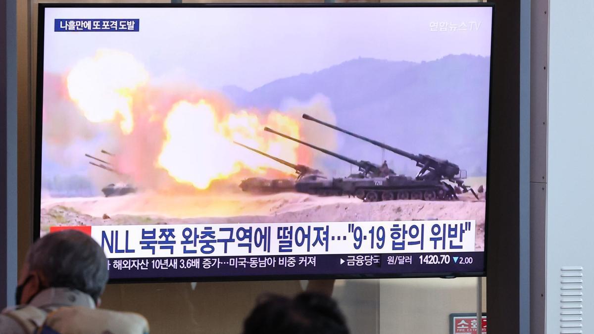 Corea del Norte disparó de nuevo proyectiles de artillería.