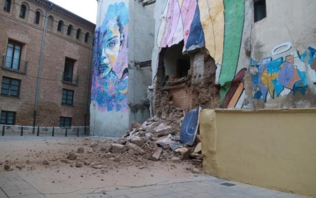 Vista de la fachada que se desplomó el pasado martes