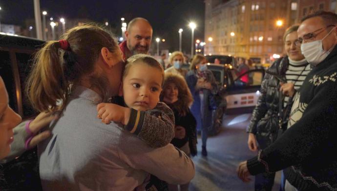 Llegada a Bilbao de la veintena de refugiados de Ucrania.