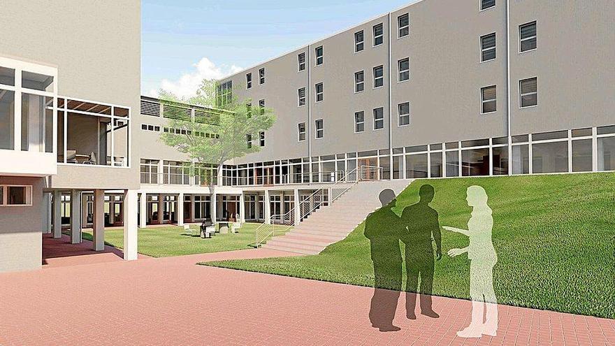 Proyecci&oacute;n del futuro jard&iacute;n interior del edificio de Emigraci&oacute;n de Irun