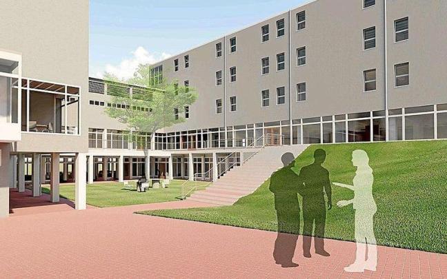 Proyecci&oacute;n del futuro jard&iacute;n interior del edificio de Emigraci&oacute;n de Irun