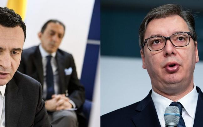 Albin Kurti (izq.), primer ministro de Kosovo, y Aleksandar Vucic (der.), presidente de Serbia. Albin Kurti (izq.), primer ministro de Kosovo, y Aleksandar Vucic (der.), presidente de Serbia.