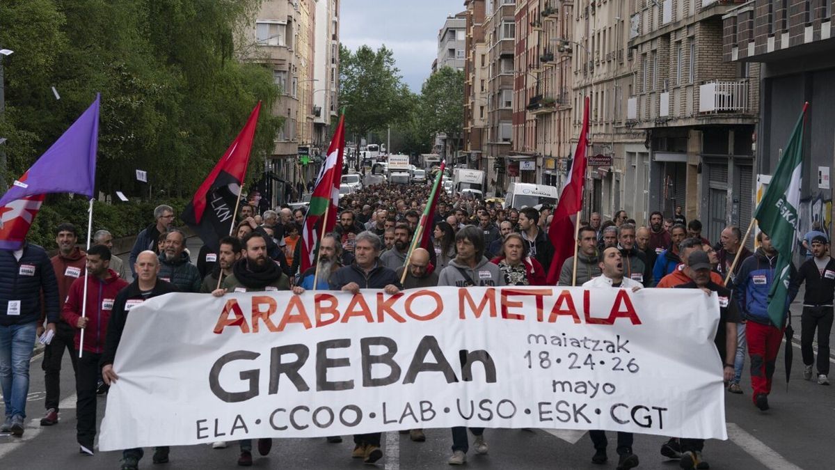 Manifestación de trabajadores del Metal de Álava en una de las tres jornadas de huelga de mayo.