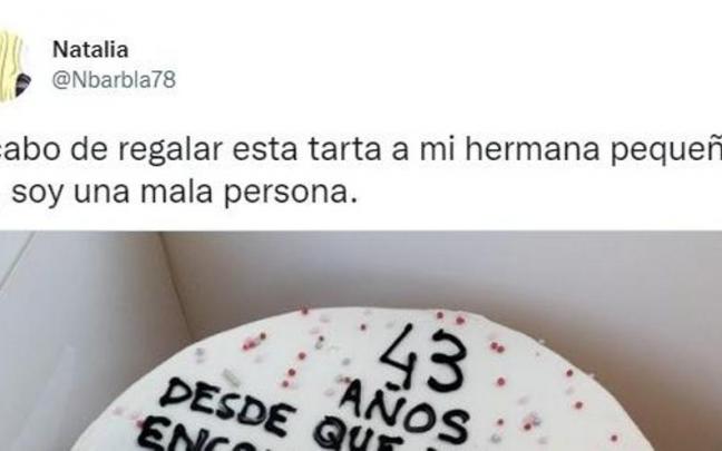 Parte del tuit con la tarta.