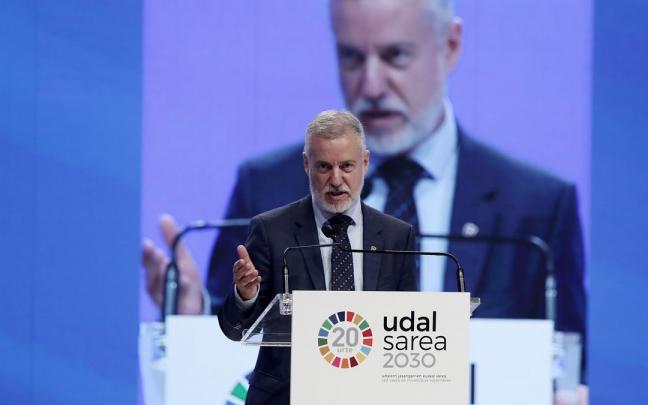 El lehendakari, Iñigo Urkullu, en un acto de Udalsarea El lehendakari, Iñigo Urkullu, en un acto de Udalsarea