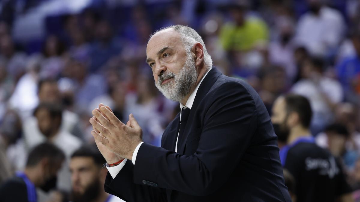 Pablo Laso, en el banquillo durante su etapa en el Real Madrid