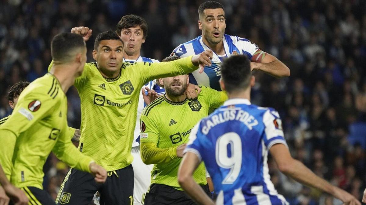 Merino, en un lance del encuentro ante el Manchester United.