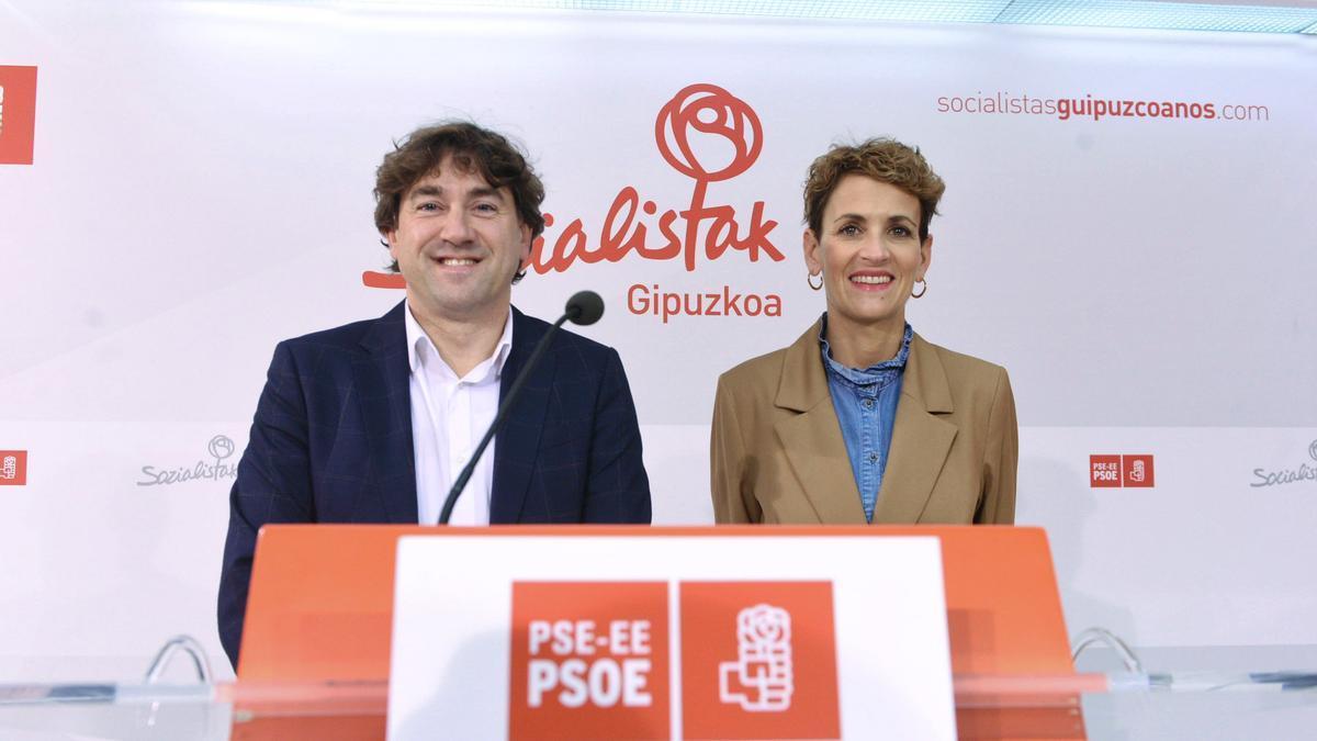 Eneko Andueza (PSE-EE) y María Chivite (PSN) se han reunido este martes en San Sebastián.