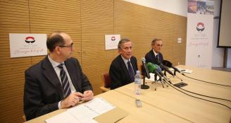 José Manuel Marco, Eugenio Salinas y Jesús Cía, el miércoles en la presentación del cartel de la Feria del Toro.