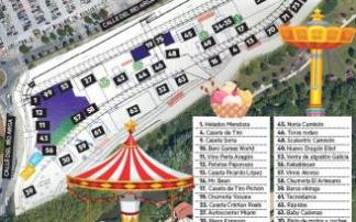 Un ferial con noria, mesones y tirapichón