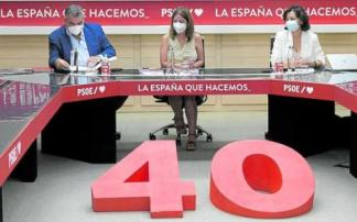 Reunión en Ferraz del comité organizador del 40º Congreso Federal del PSOE que comenzará el viernes en Valencia. Foto: PSOE