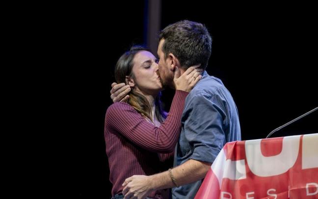El exlíder de Podemos, Pablo Iglesias, y la ministra de Igualdad, Irene Montero, en el acto de la 'Uni de otoño'.