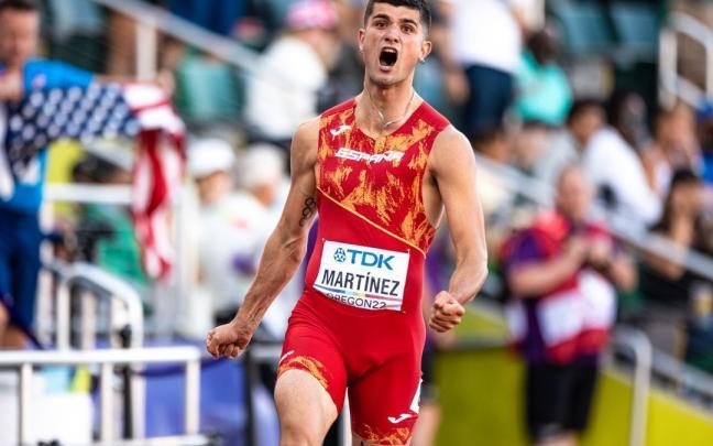 Asier Mart&iacute;nez, medalla de bronce en la final de 110 metros vallas de atletismo durante el Campeonato del Mundo de atletismo al aire libre