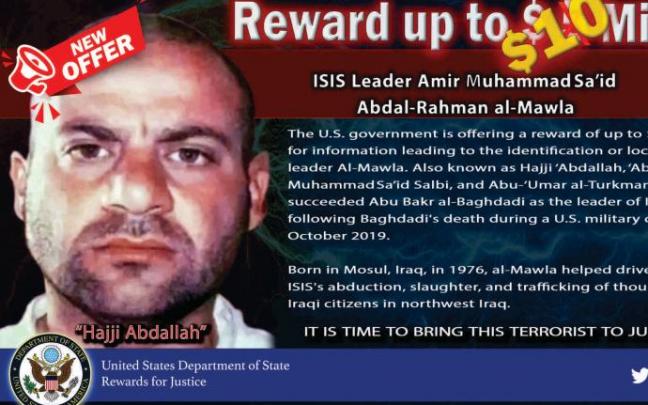 EEUU llegó a ofrecer 10 millones de dólares por Abu Ibrahim al Hashimi al Qurashi. EEUU llegó a ofrecer 10 millones de dólares por Abu Ibrahim al Hashimi al Qurashi.