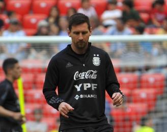 Leo Messi, entrenando con Argentina en San Mamés.