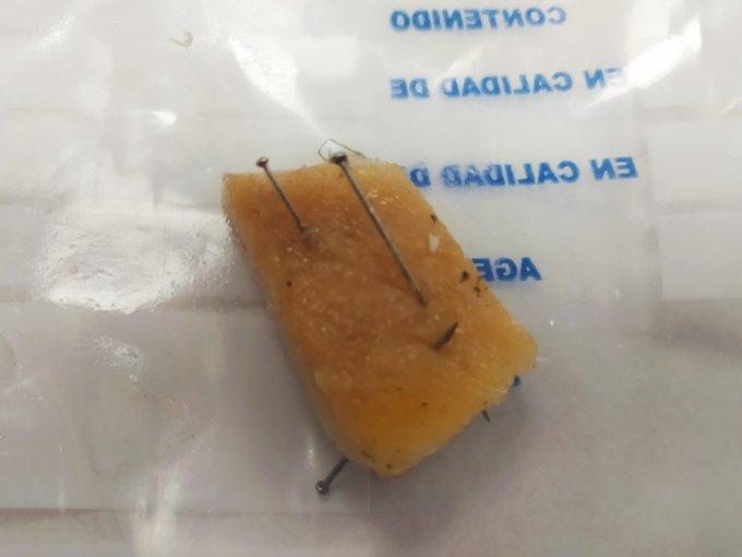 Trozo de carne con alfileres encontrado en Aranbizkarra