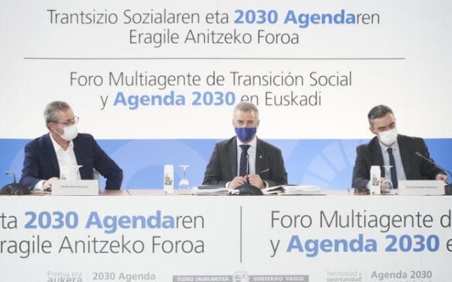 El lehendakari, Iñigo Urkullu, en el Foro Multiagente de Transición Social y Agenda 2030.