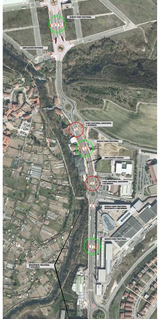 Plano de la transformación de la ronda PA-30 en el tramo Huarte-Olloki, en la zona del centro comercial Itaroa