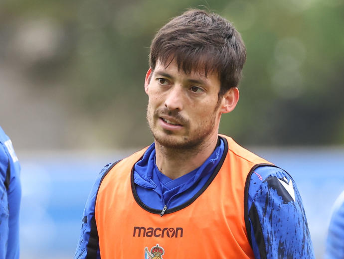 David Silva, en un entrenamiento reciente en Zubieta