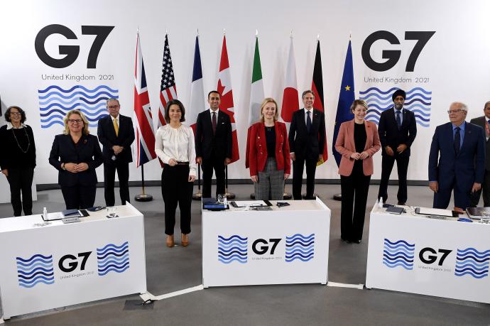 Participantes en la reunión del G7 en Liverpool