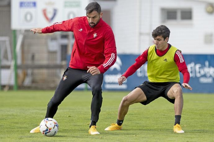 Enric Gallego y Manu Sánchez, durante un entrenamiento de la pasada temporada.