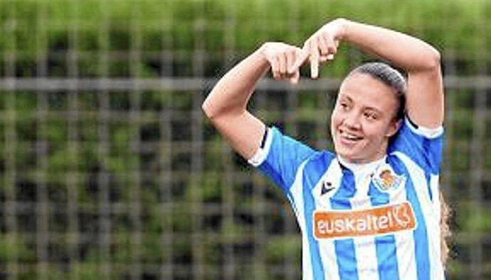 Emma celebra uno de los tres goles, doblete al Granadilla incluido, que ha marcado. Foto: LaLiga