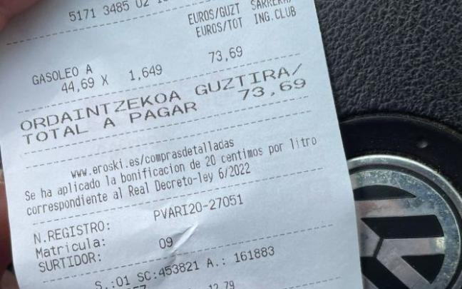 El nuevo ticket que te dan una vez que repostas en una gasolinera