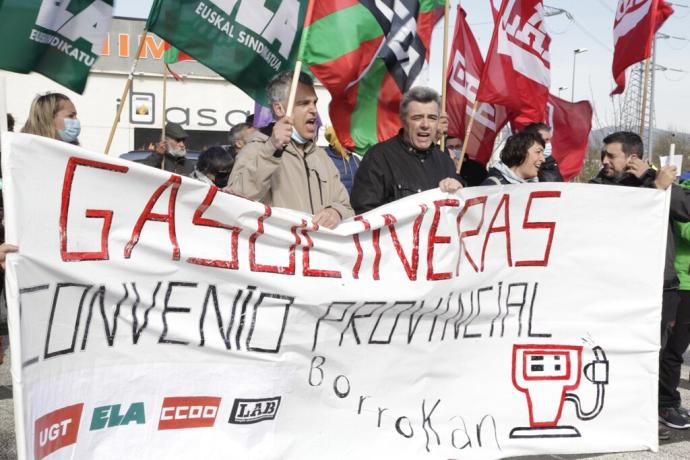 Protesta del personal de gasolineras este jueves