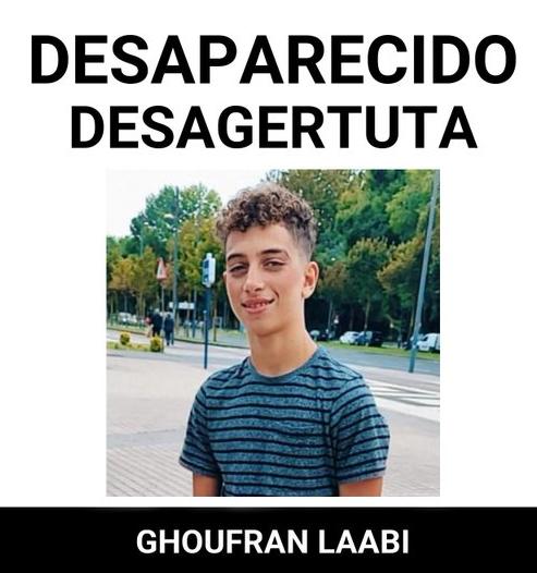 Ghoufran, el menor desaparecido en Álava el pasado 23 de septiembre.