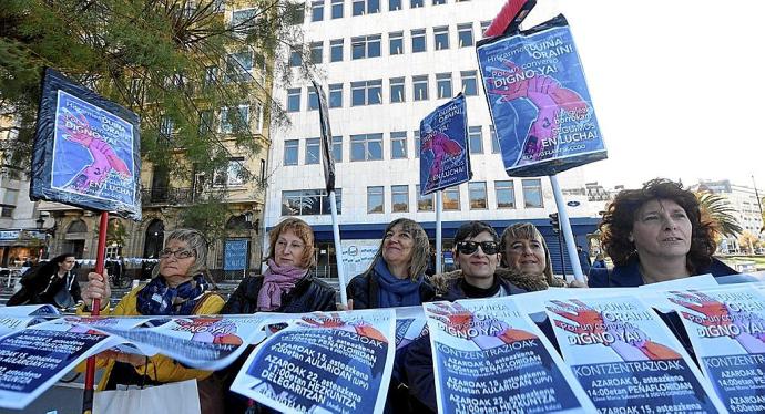 Manifestación en Donostia del sector de la limpieza. Foto: Efe