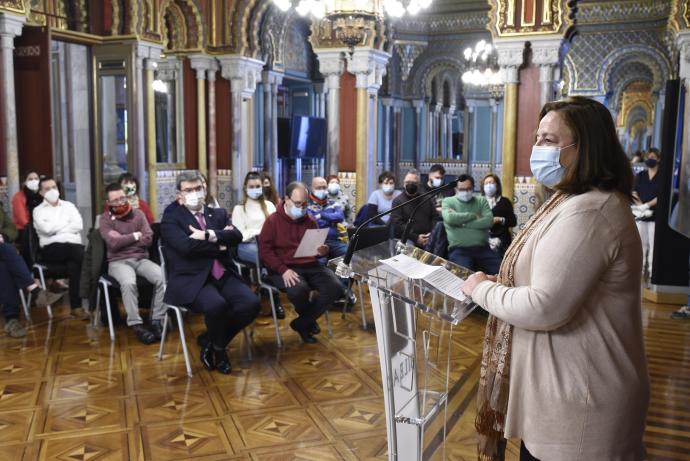 Susana Gorbeña, presidenta de Gorabide, en el acto de ayer.