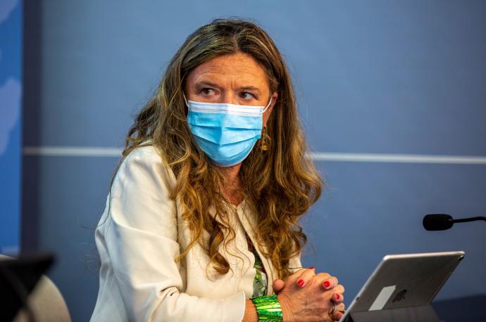 Gotzone Sagardui durante una rueda de prensa.